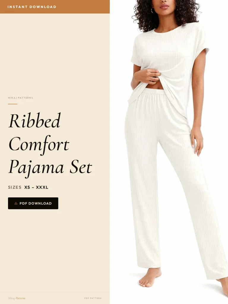 Ribbed Comfort Pajama Set PDF Sewing Pattern | Beginner-Friendly Instant Download XS-XXXL