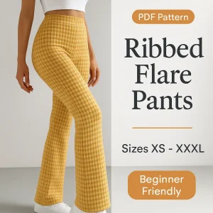 Ribbed Flare Pants sewing pattern - PDF instant download