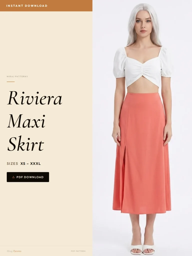 Riviera Maxi Skirt sewing pattern - PDF instant download