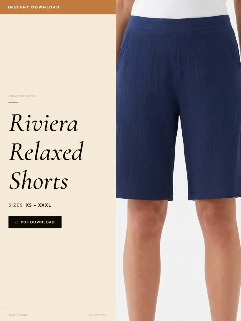 Riviera Relaxed Shorts sewing pattern - PDF instant download