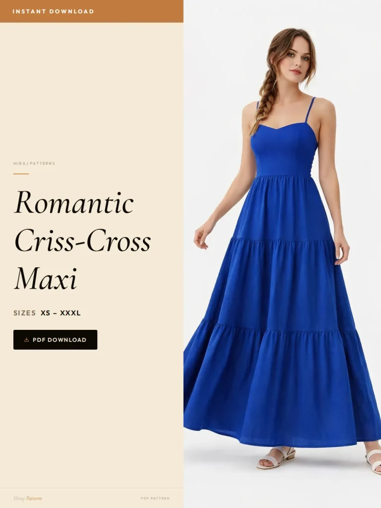 Romantic Criss-Cross Maxi sewing pattern - PDF instant download