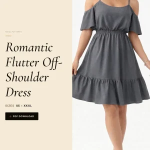 Romantic Flutter Off-Shoulder Dress sewing pattern - PDF instant download