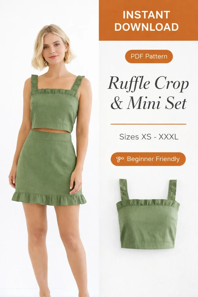 Ruffle Crop & Mini Set sewing pattern - PDF instant download