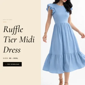 Ruffle Tier Midi Dress sewing pattern - PDF instant download