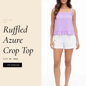 Ruffled Azure Crop Top sewing pattern - PDF instant download