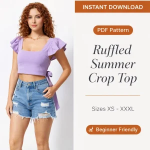 Ruffled Summer Crop Top sewing pattern - PDF instant download
