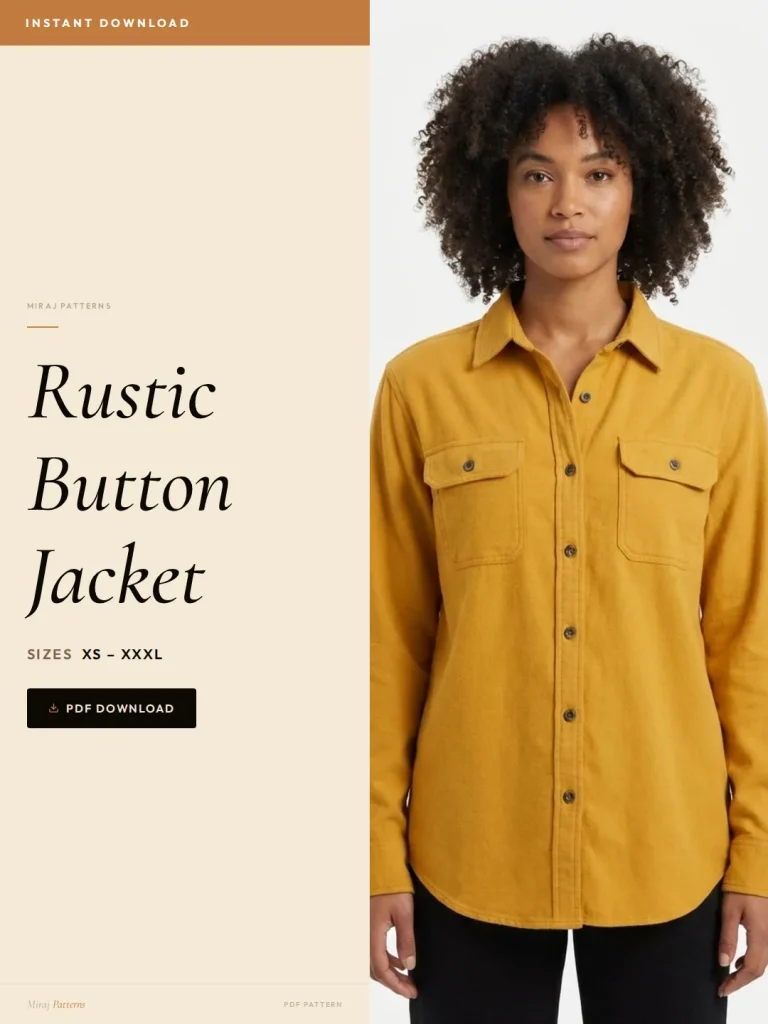 Rustic Button Jacket sewing pattern - PDF instant download