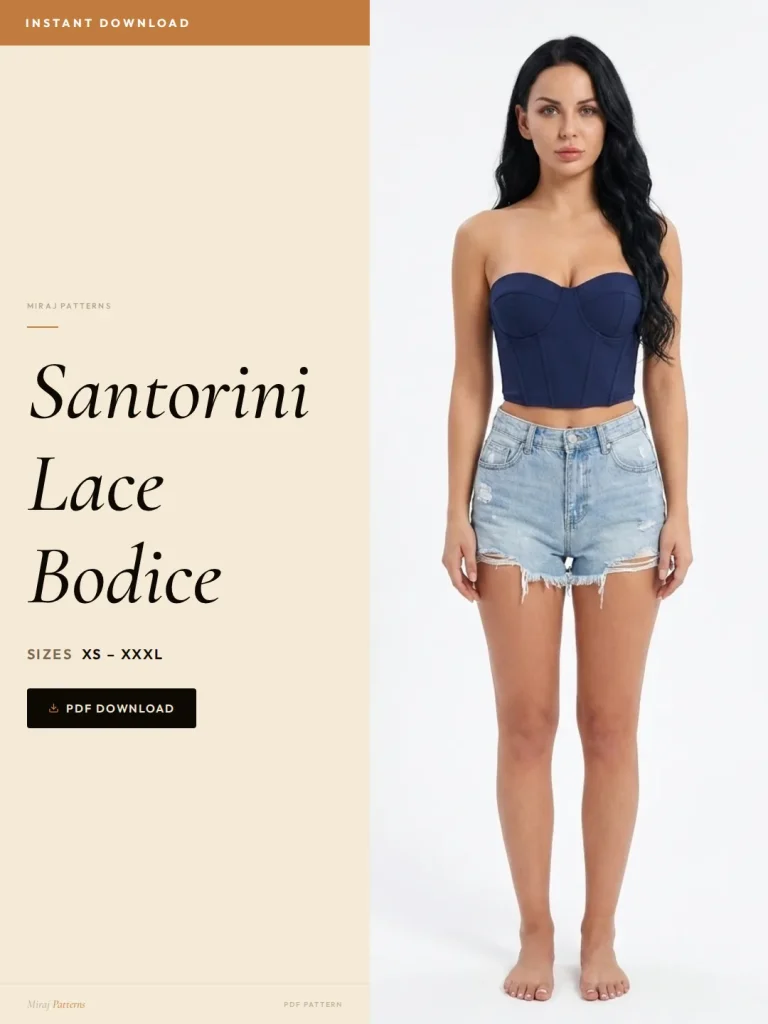 Santorini Lace Bodice PDF Sewing Pattern | Beginner-Friendly Instant Download XS-XXXL