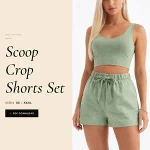 Scoop Crop Shorts Set sewing pattern - PDF instant download