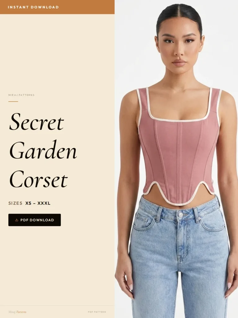 Secret Garden Corset sewing pattern - PDF instant download