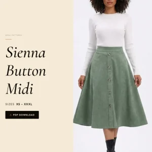 Sienna Button Midi sewing pattern - PDF instant download