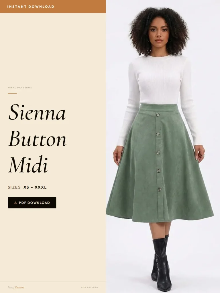 Sienna Button Midi sewing pattern - PDF instant download