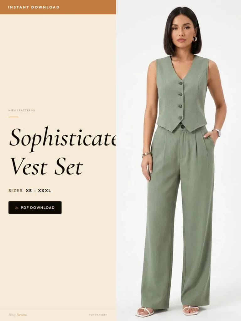 Sophisticate Vest Set sewing pattern - PDF instant download