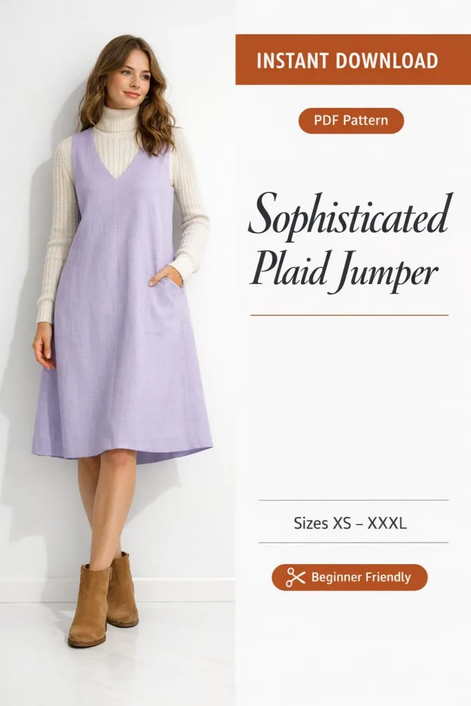 Sophisticated Plaid Jumper PDF Sewing Pattern | Beginner-Friendly Instant Download XS-XXXL