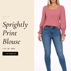Sprightly Print Blouse sewing pattern - PDF instant download