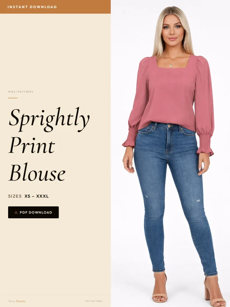 Sprightly Print Blouse sewing pattern - PDF instant download