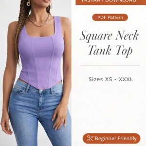 Square Neck Tank Top sewing pattern - PDF instant download
