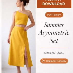 Summer Asymmetric Set sewing pattern - PDF instant download