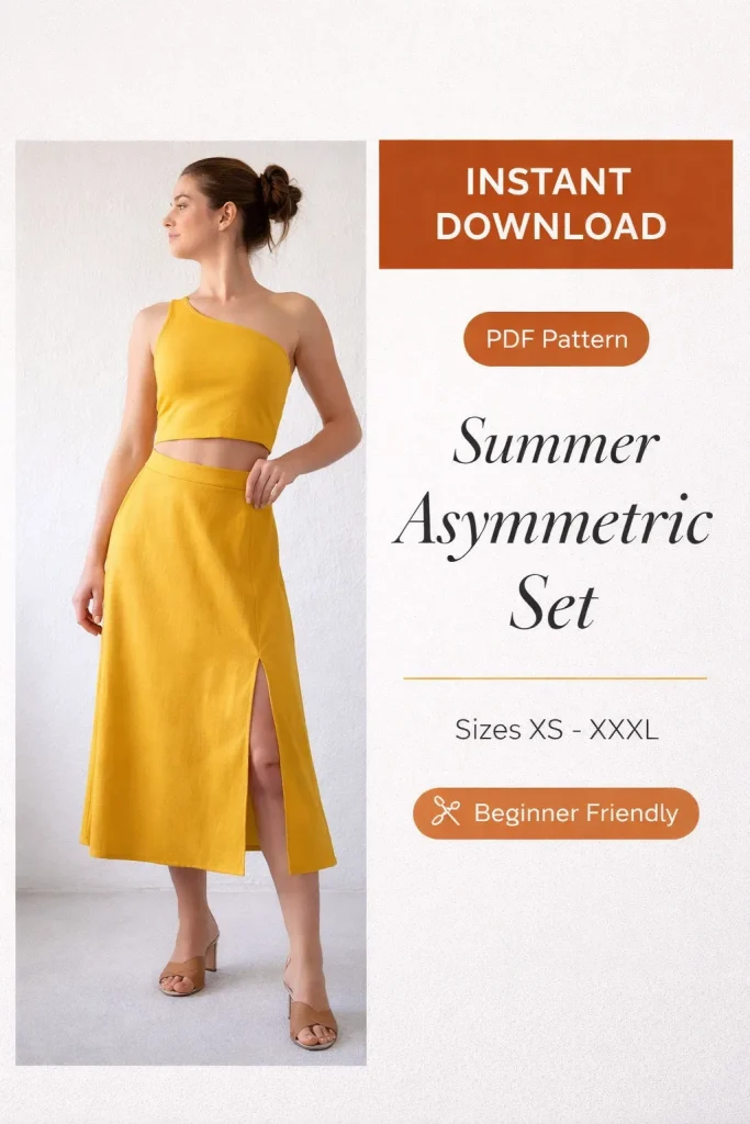 Summer Asymmetric Set sewing pattern - PDF instant download