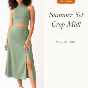 Summer Set Crop Midi sewing pattern - PDF instant download