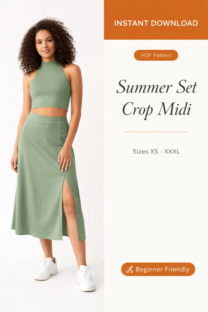 Summer Set Crop Midi sewing pattern - PDF instant download