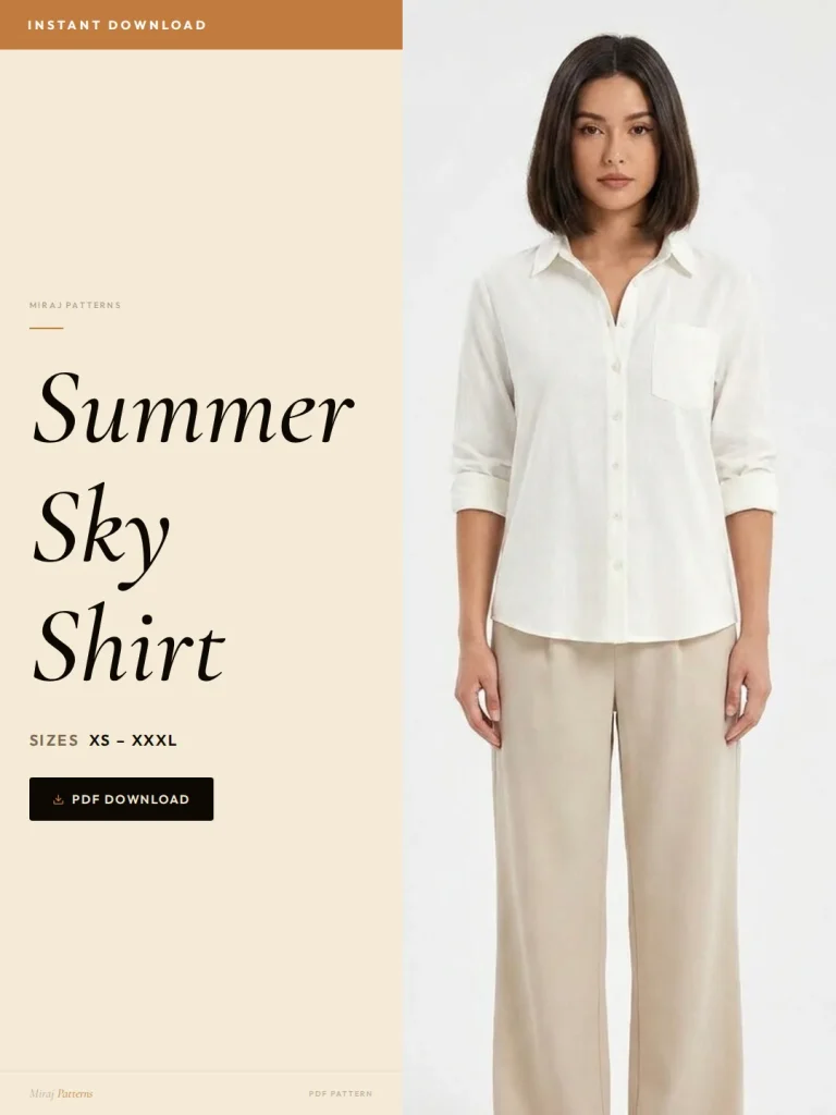 Summer Sky Shirt sewing pattern - PDF instant download