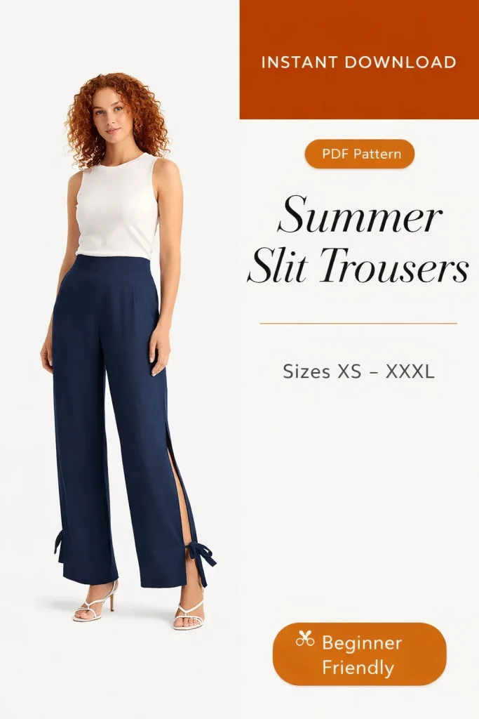 Summer Slit Trousers sewing pattern - PDF instant download