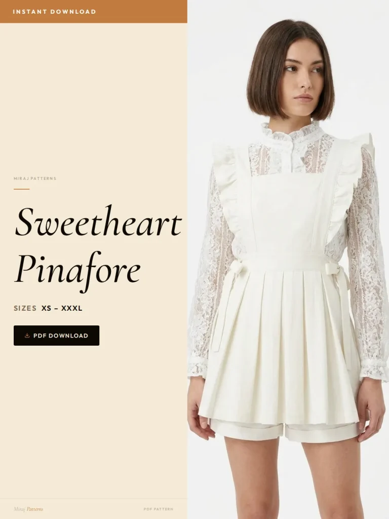 Sweetheart Pinafore sewing pattern - PDF instant download