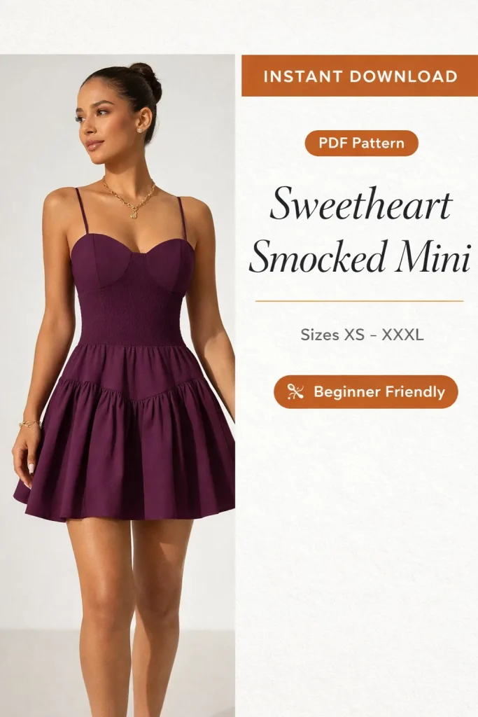 Sweetheart Smocked Mini sewing pattern - PDF instant download