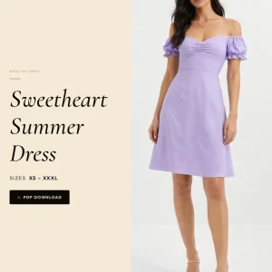 Sweetheart Summer Dress sewing pattern - PDF instant download