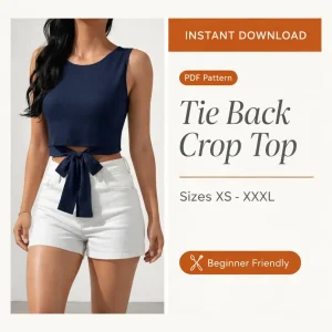 Tie-Back Crop Top sewing pattern - PDF instant download