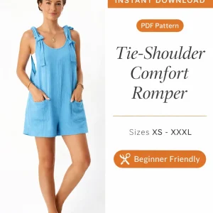 Tie-Shoulder Comfort Romper sewing pattern - PDF instant download