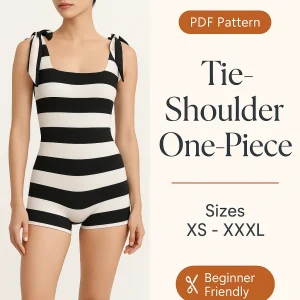 Tie-Shoulder One-Piece sewing pattern - PDF instant download