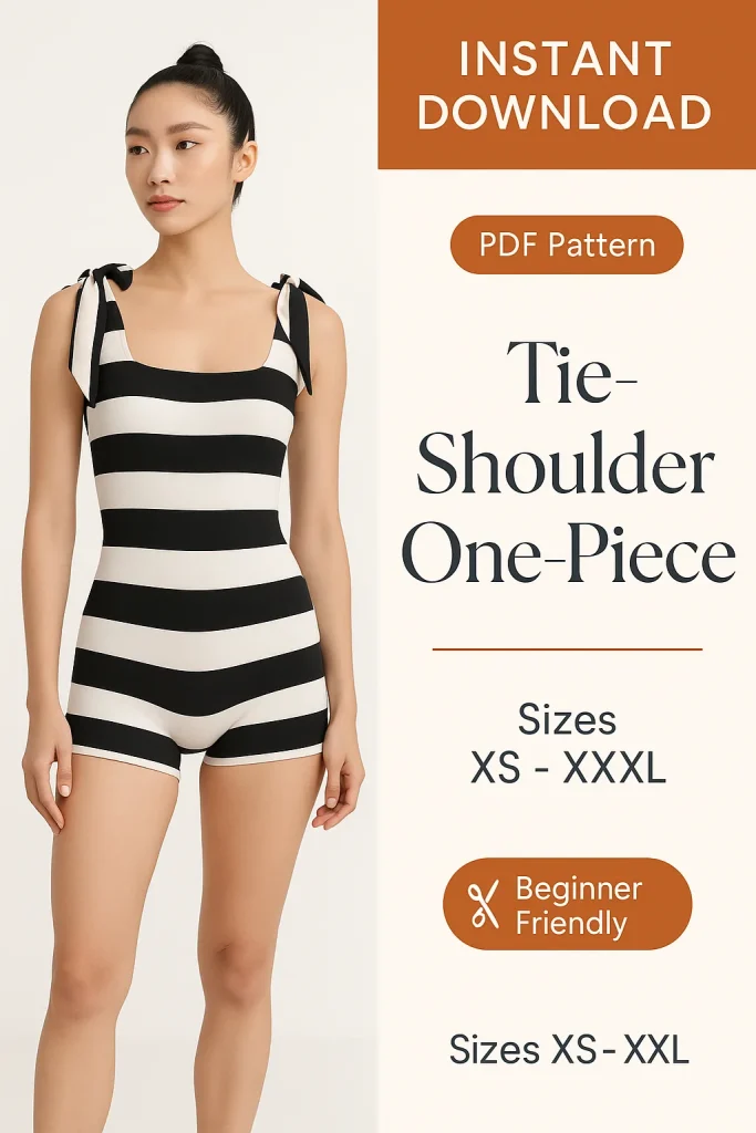 Tie-Shoulder One-Piece sewing pattern - PDF instant download