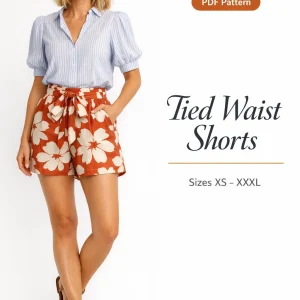 Tied Waist Shorts sewing pattern - PDF instant download