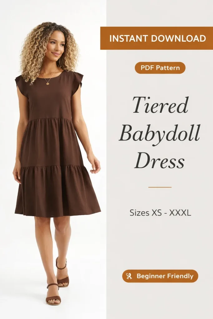 Tiered Babydoll Dress sewing pattern - PDF instant download