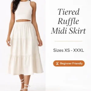 Tiered Ruffle Midi Skirt sewing pattern - PDF instant download