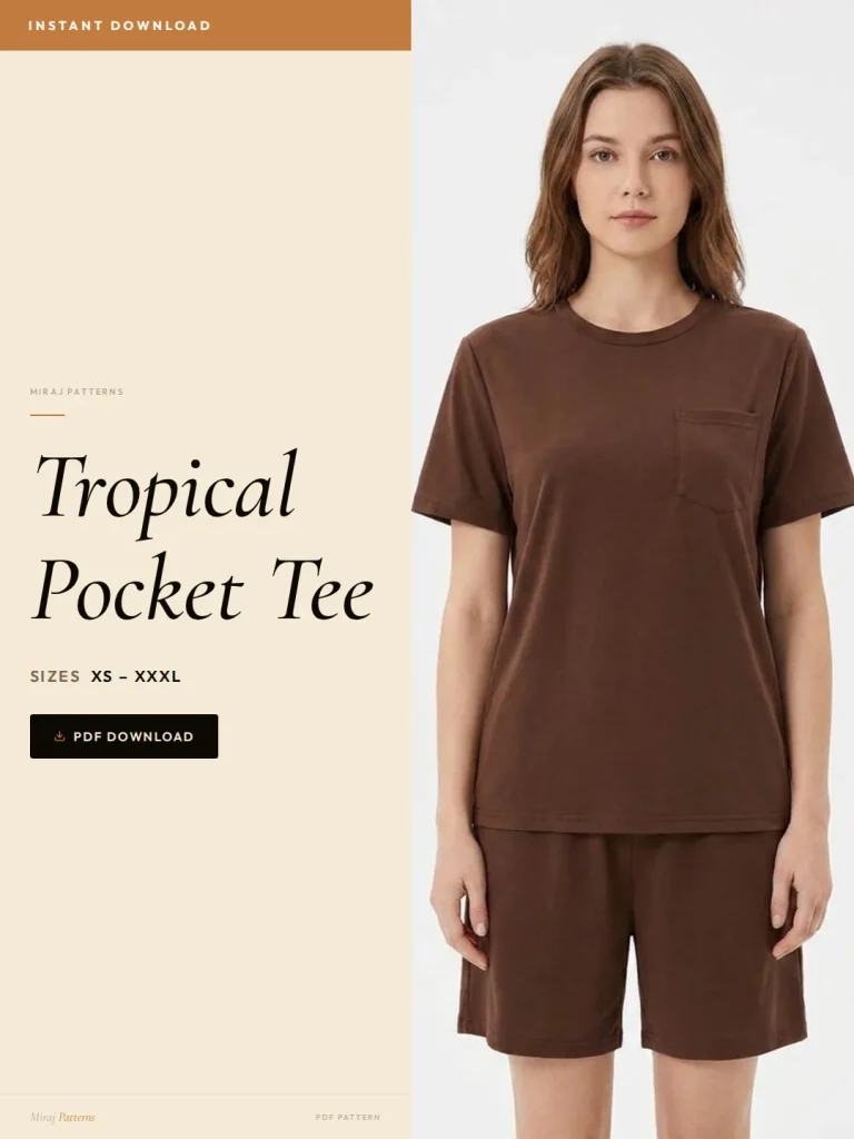 Tropical Pocket Tee sewing pattern - PDF instant download