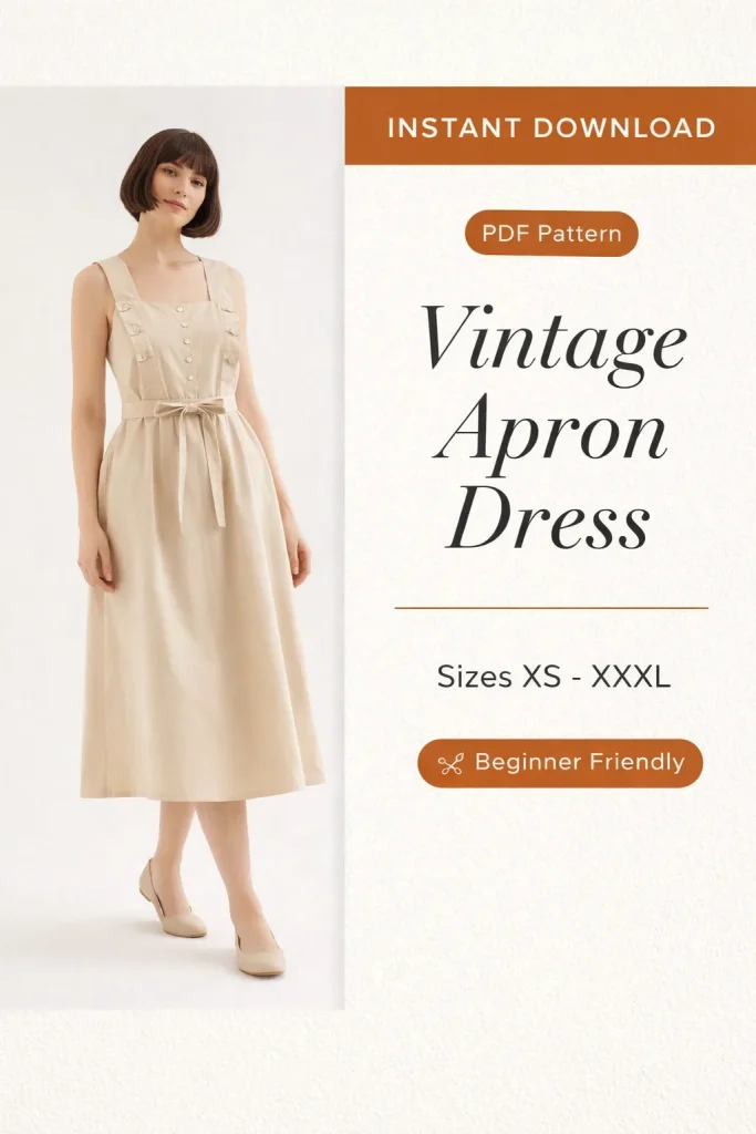 Vintage Apron Dress sewing pattern - PDF instant download