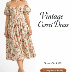 Vintage Corset Dress sewing pattern - PDF instant download