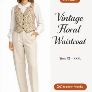 Vintage Floral Waistcoat sewing pattern - PDF instant download