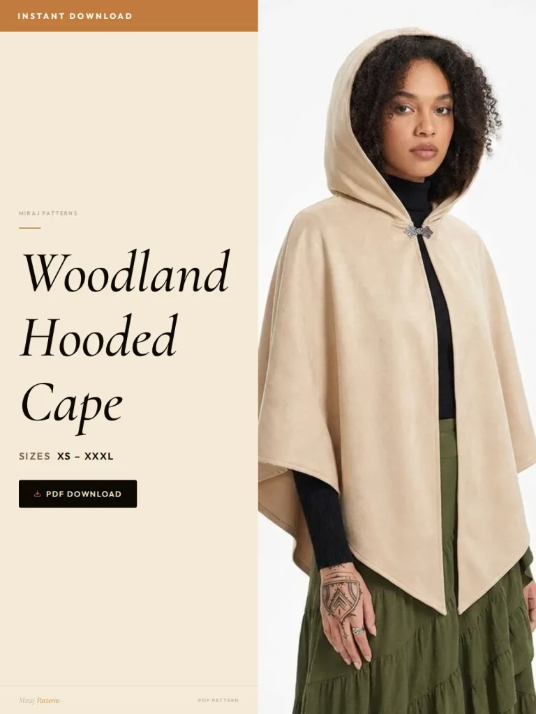 Woodland Hooded Cape sewing pattern - PDF instant download
