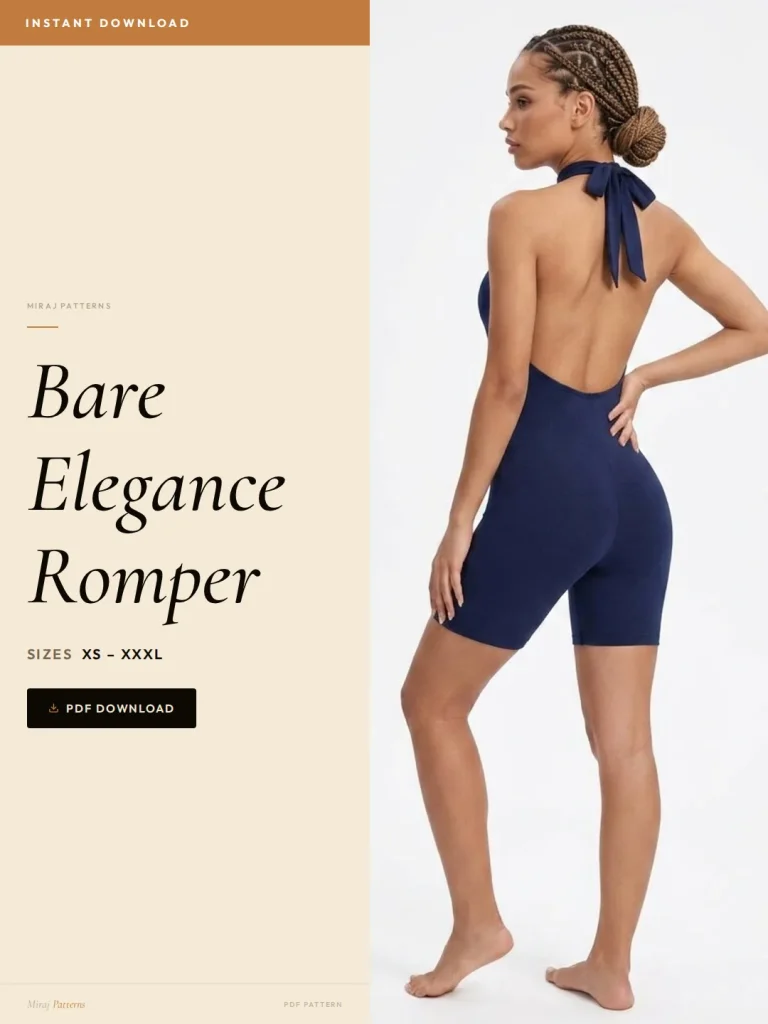 Bare Elegance Romper PDF Sewing Pattern | Beginner-Friendly Instant Download XS-XXXL