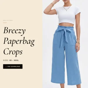 Breezy Paperbag Crops sewing pattern - PDF instant download