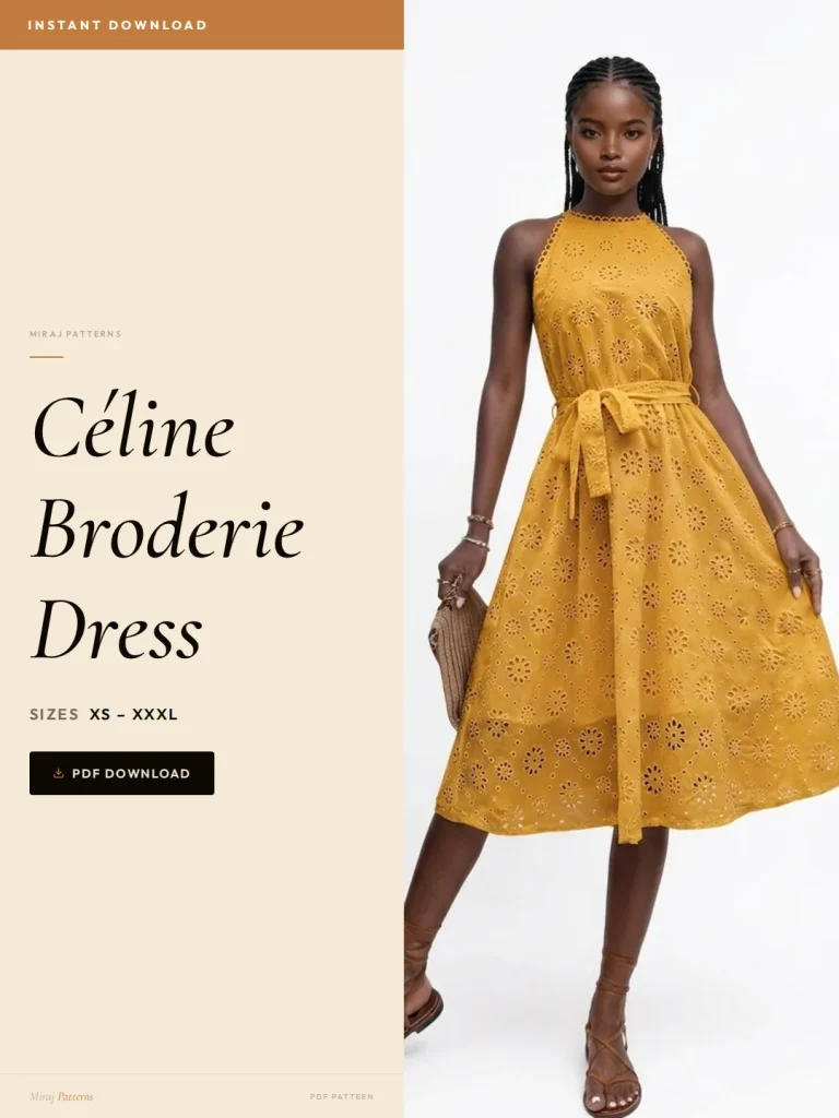 Céline Broderie Dress sewing pattern - PDF instant download