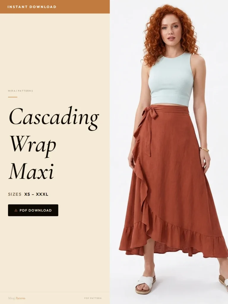Cascading Wrap Maxi sewing pattern - PDF instant download