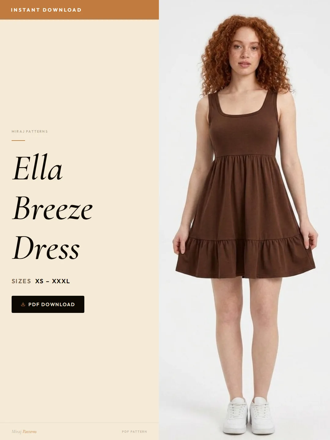 Ella Breeze Dress PDF Sewing Pattern | Beginner-Friendly Instant Download XS-XXXL