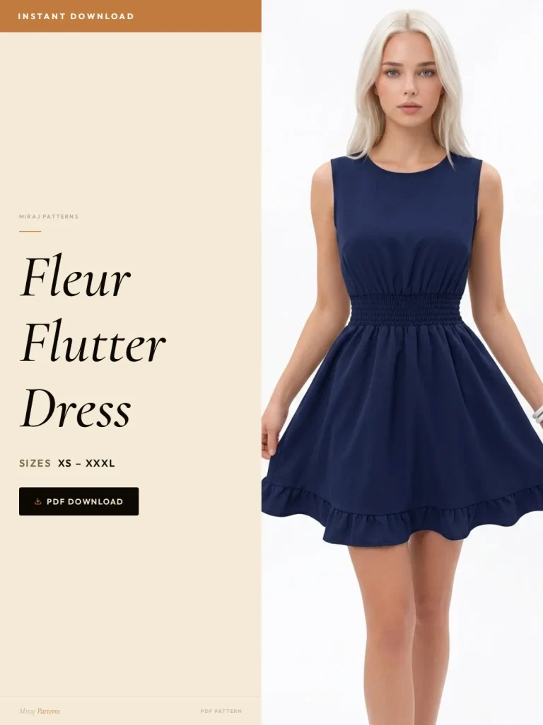 Fleur Flutter Dress sewing pattern - PDF instant download