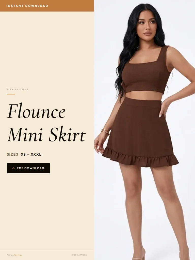 Flounce Mini Skirt PDF Sewing Pattern | Beginner-Friendly Instant Download XS-XXXL