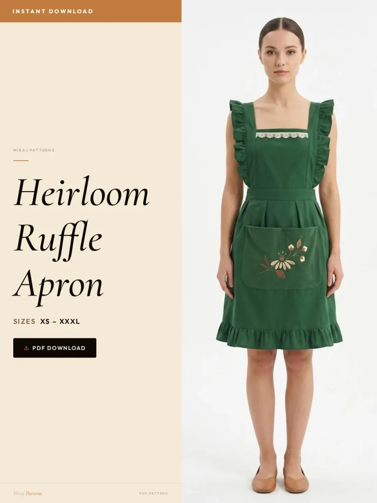 Heirloom Ruffle Apron sewing pattern - PDF instant download
